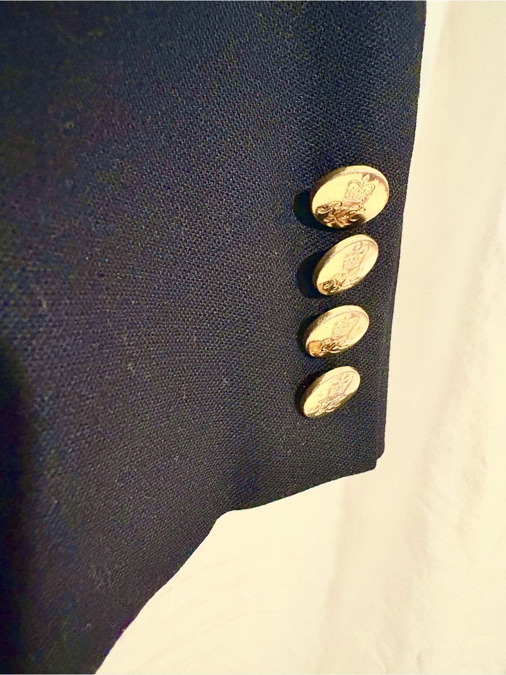 Lauren by Ralph Lauren 100% Wool Navy Blazer with Gold Crest Patch - Picture 2 of 4